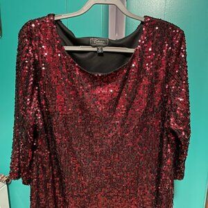 Dressbarn collection red sequin top size 22